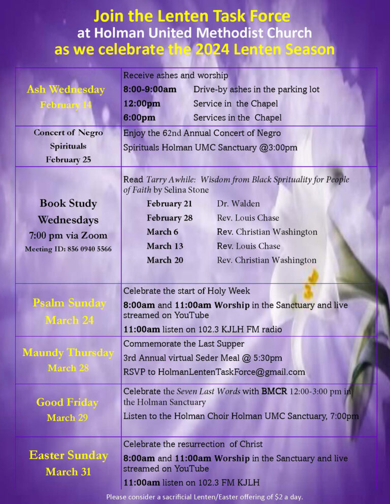 2024 Lenten Season Holman United Methodist Church